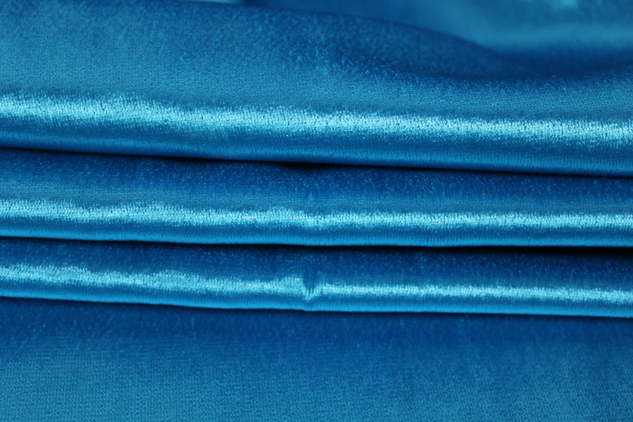 Tissu neoprène velours ras - bleu azur