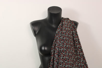 Tissu crêpe de chine 100% soie - imprimé fleurs abstraites - ton noir - photo 3/5 | So Tissus