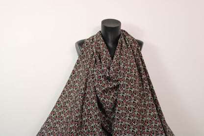 Tissu crêpe de chine 100% soie - imprimé fleurs abstraites - ton noir - photo 4/5 | So Tissus