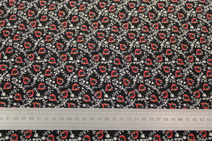 Tissu crêpe de chine 100% soie - imprimé fleurs abstraites - ton noir - photo 5/5 | So Tissus