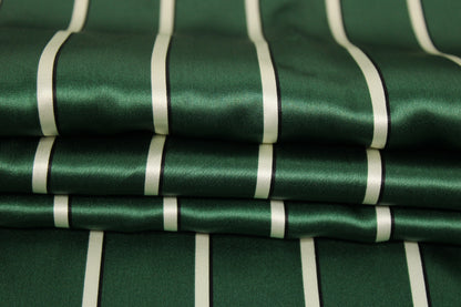 Tissu satin de soie - à rayures - vert et blanc - photo 2/5 | So Tissus