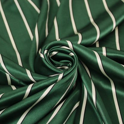 Tissu satin de soie - à rayures - vert et blanc - photo 1/5 | So Tissus