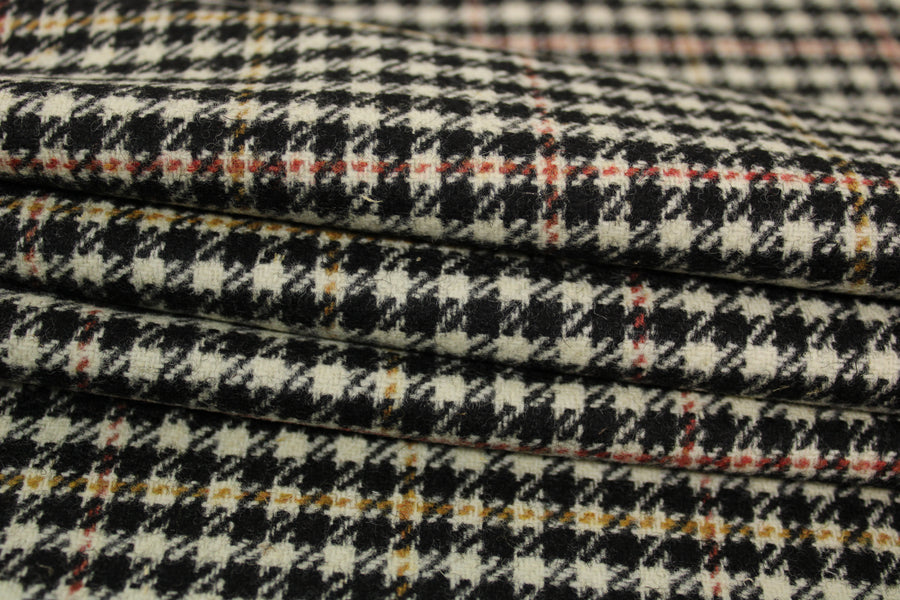 Tissu flanelle de laine - pied de poule - noir et blanc – So Tissus