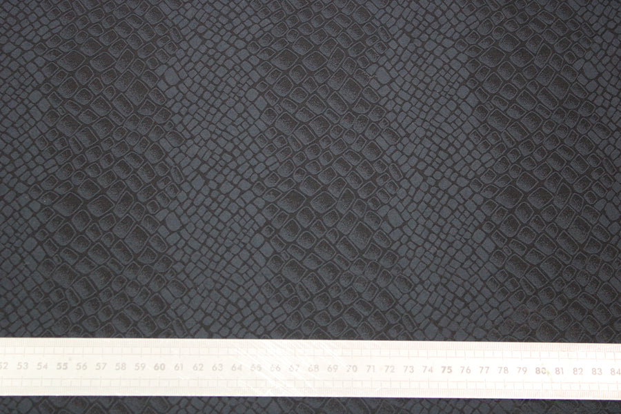 Tissu jacquard coton et soie - motif reptile - noir