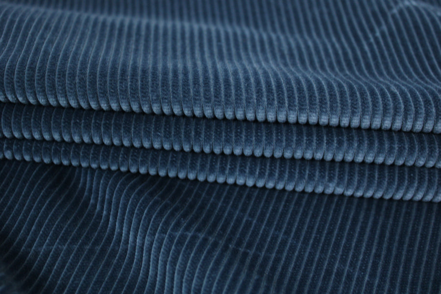 Tissu velours côtelé - bleu pétrole