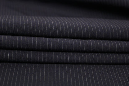Tissu toile stretch - à rayures - bleu marine et gris - photo 2/4 | So Tissus