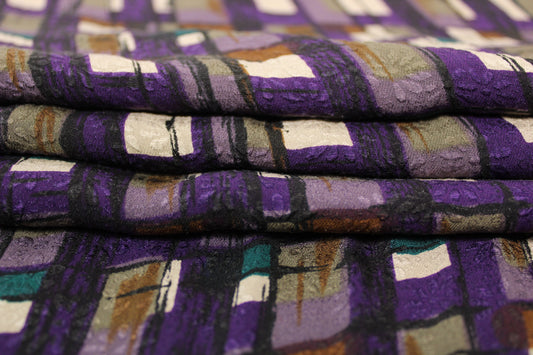 Tissu crêpe de soie 100% - imprimé géométrique - ton violet - photo 2/5 | So Tissus
