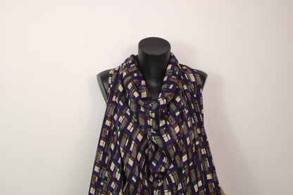 Tissu crêpe de soie 100% - imprimé géométrique - ton violet - photo 4/5 | So Tissus