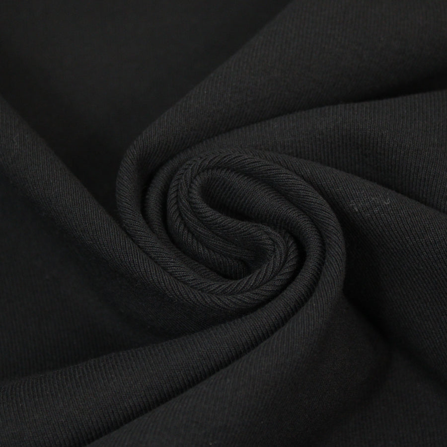Tissu maille coton côtelé stretch - noir