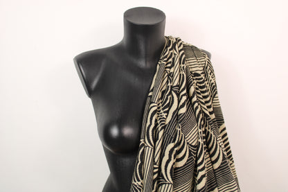 Tissu maille - imprimé coeur abstrait - beige et noir - photo 3/5 | So Tissus