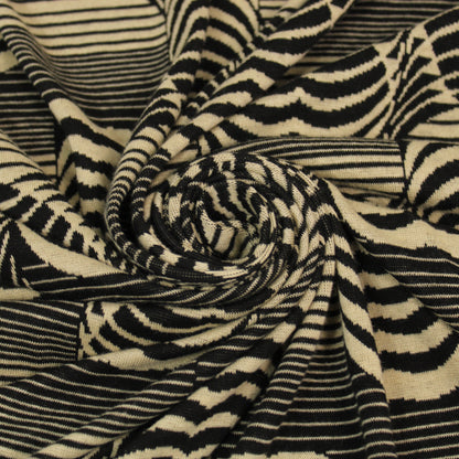 Tissu maille - imprimé coeur abstrait - beige et noir - photo 1/5 | So Tissus