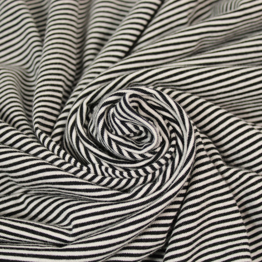 Tissu maille jersey viscose - à rayures - noir et blanc - photo 1/5 | So Tissus