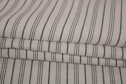 Tissu popeline de coton - à rayures - blanc et gris - photo 2/5 | So Tissus