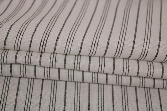Tissu popeline de coton - à rayures - blanc et gris - photo 2/5 | So Tissus