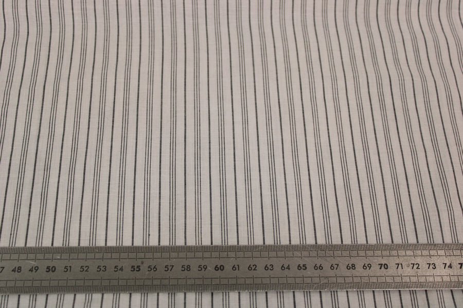 Tissu voile de coton - à rayures - blanc et gris