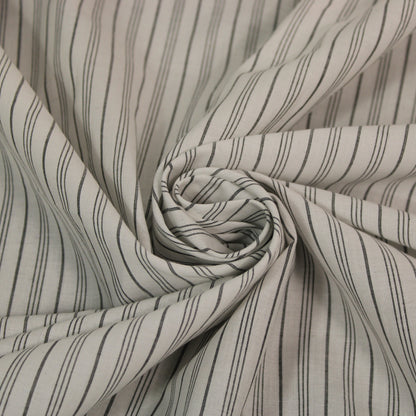 Tissu popeline de coton - à rayures - blanc et gris - photo 1/5 | So Tissus