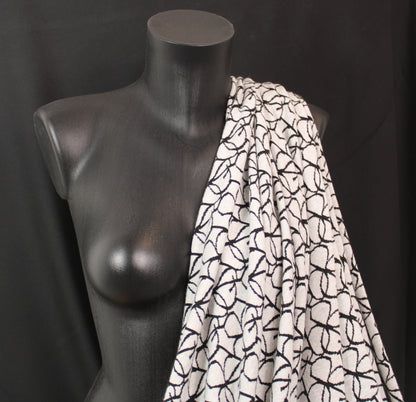 Tissu maille - imprimé doodling - écru et noir - photo 3/5 | So Tissus