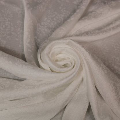 Tissu jacquard fluide- imprimé fleuri - blanc - photo 1/4 | So Tissus