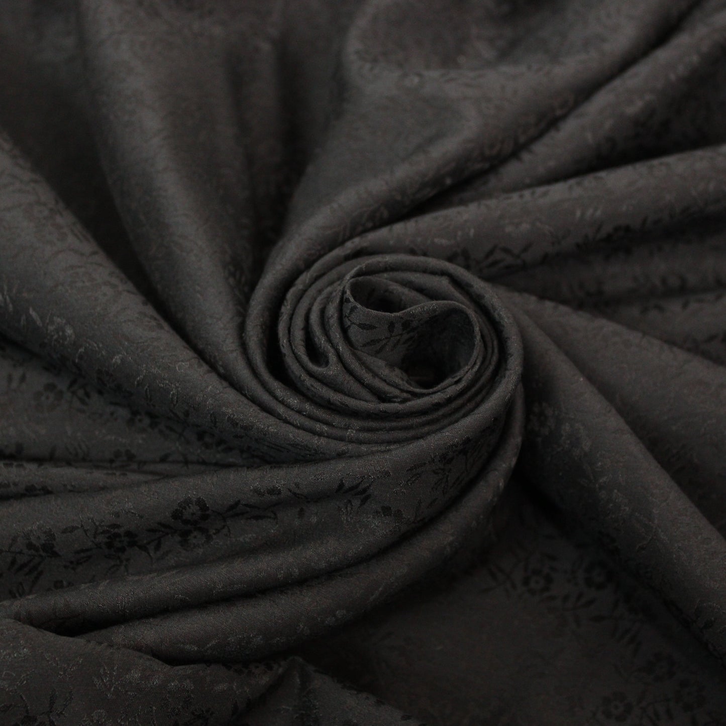 Tissu voile de soie et coton- imprimé fleuri - noir - photo 1/4 | So Tissus
