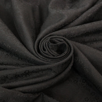 Tissu voile de soie et coton- imprimé fleuri - noir