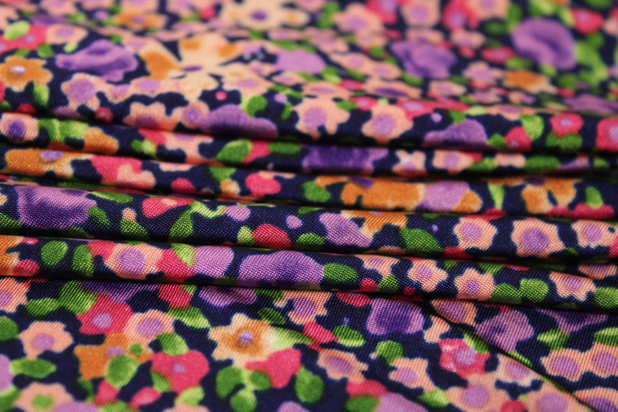 Tissu maille maillot de bain - imprimé fleuri - multicolore