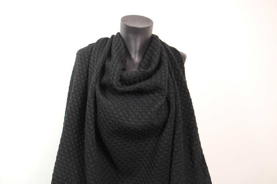 Tissu maille style tricot - motif losange - noir