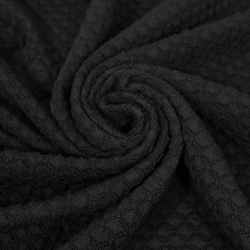 Tissu maille style tricot - motif losange - noir