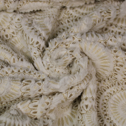 Tissu fausse fourrure  - blanc et beige - imprimé attrape rêve - photo 1/4 | So Tissus