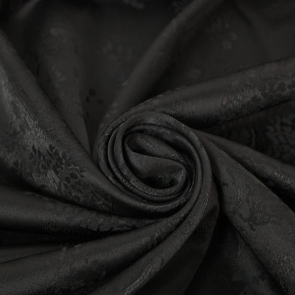 Tissu satin de soie - motif cachemire - noir - photo 1/4 | So Tissus