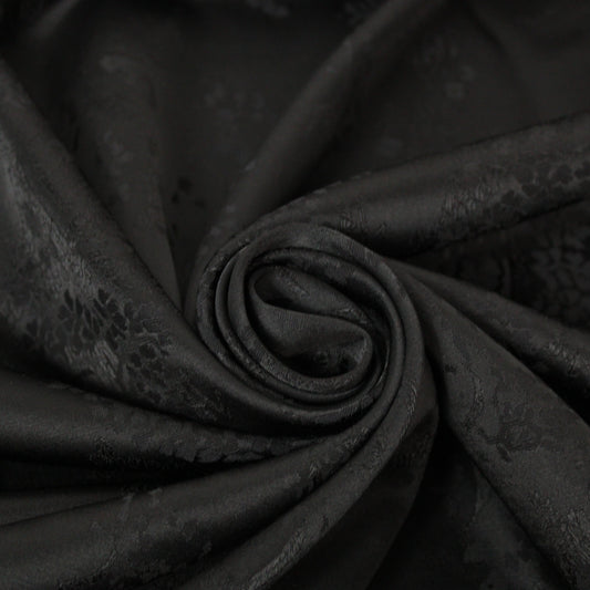 Tissu satin de soie - motif cachemire - noir - photo 1/4 | So Tissus