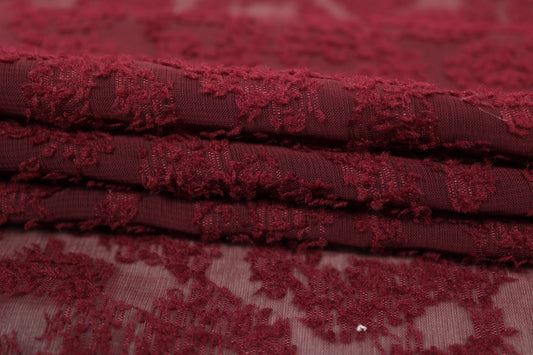 Tissu dévoré - motif tacheté - bordeaux - photo 2/4 | So Tissus