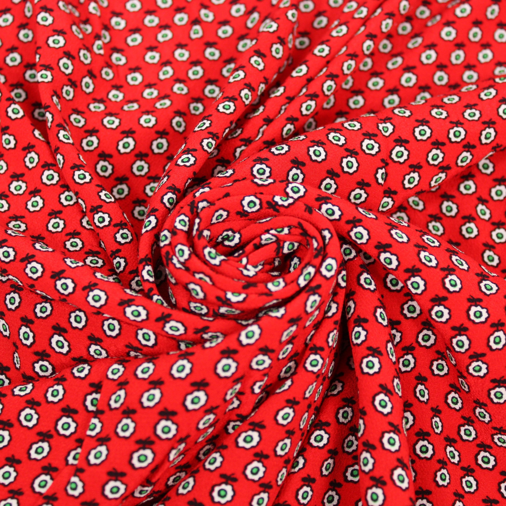 Tissu crêpe viscose - motif fleuri - rouge - photo 1/4 | So Tissus