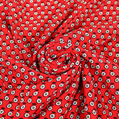 Tissu crêpe viscose - motif fleuri - rouge - photo 1/4 | So Tissus