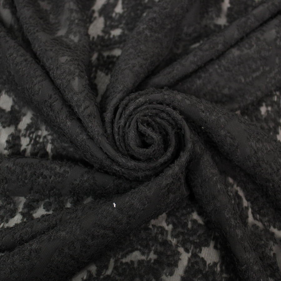Tissu dévoré - motif tacheté - noir