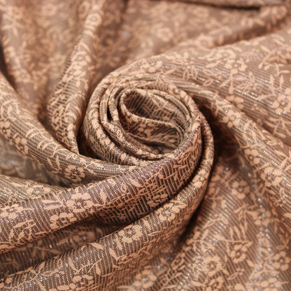 Tissu jacquard viscose et lurex - motif fleuri - nude et argenté - photo 1/5 | So Tissus