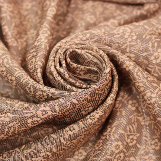 Tissu jacquard viscose et lurex - motif fleuri - nude et argenté - photo 1/5 | So Tissus