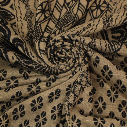 Tissu maille - imprimé ethnique - beige foncé et noir - photo 1/5 | So Tissus