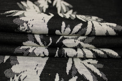 Tissu maille - imprimé fleuri - écru et noir - photo 2/5 | So Tissus