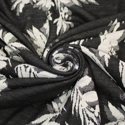 Tissu maille - imprimé fleuri - écru et noir - photo 1/5 | So Tissus