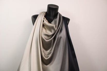 Tissu satin de soie - imprimé dégradé - noir, gris, beige et écru - photo 4/4 | So Tissus
