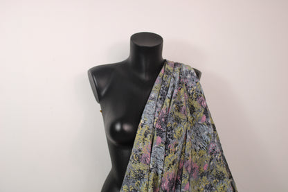 Tissu crêpe de chine 100% soie - imprimé fleuri - ton gris - photo 3/5 | So Tissus