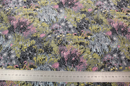Tissu crêpe de chine 100% soie - imprimé fleuri - ton gris - photo 5/5 | So Tissus