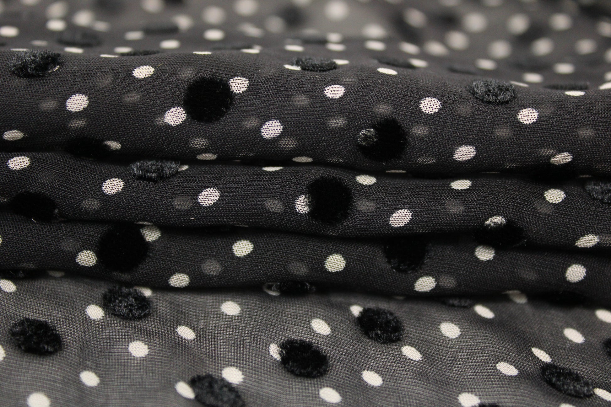 Tissu mousseline de soie dévoré - noir à pois - photo 2/6 | So Tissus