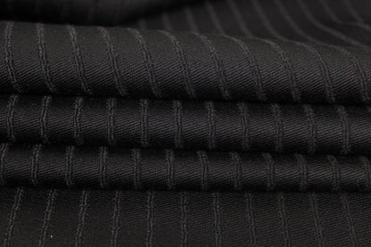Tissu laine tailleur - à rayures - noir - photo 2/5 | So Tissus