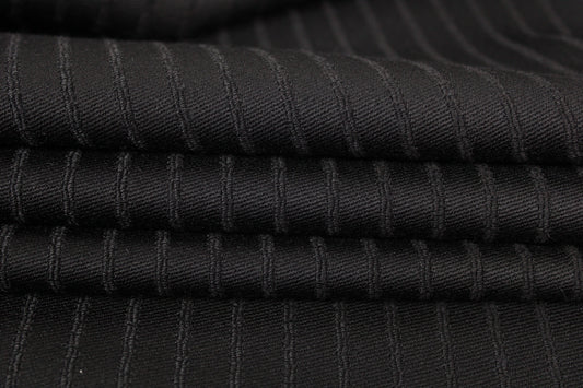 Tissu laine tailleur - à rayures - noir - photo 2/5 | So Tissus