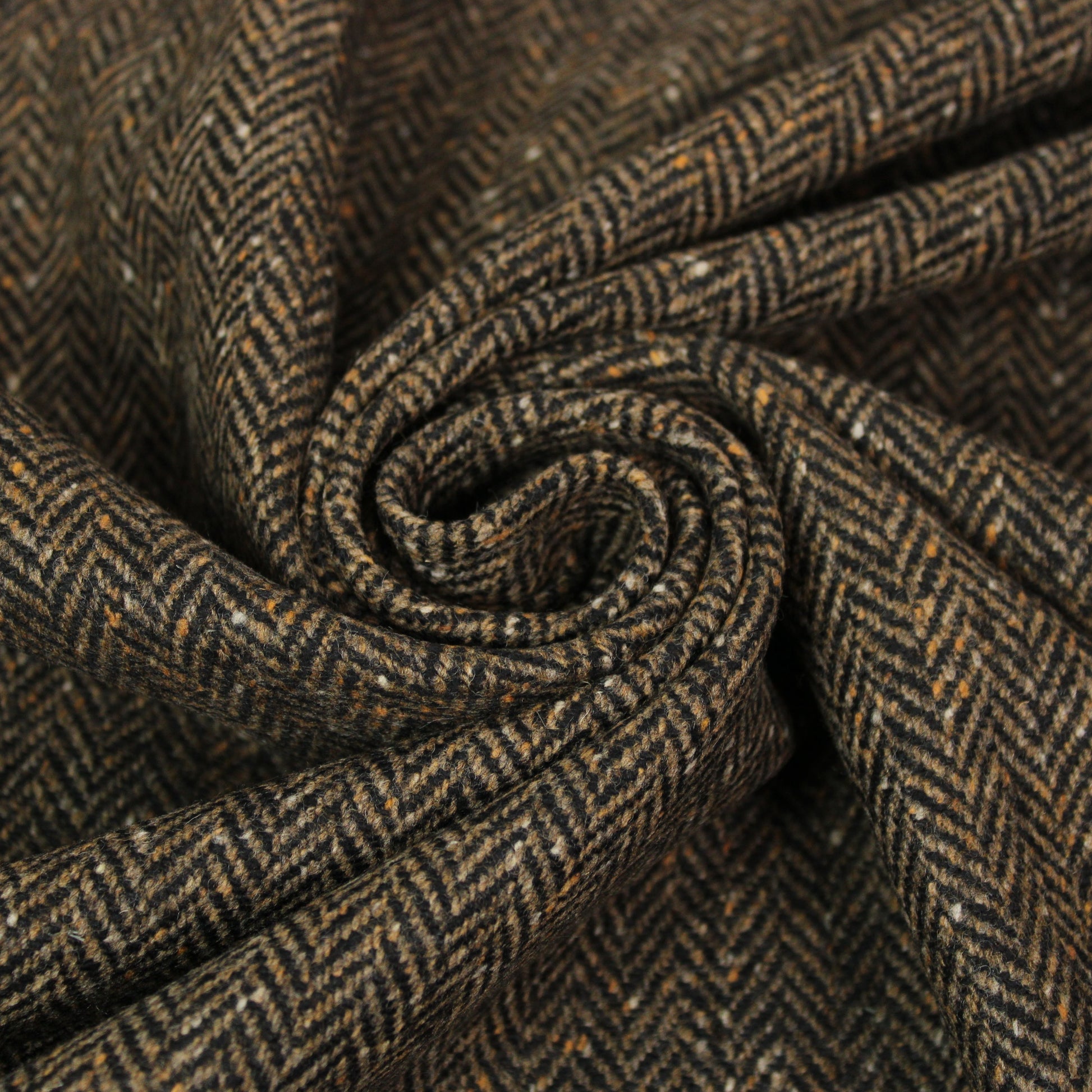 Tissu tweed laine chevron - ton moka chiné - photo 1/5 | So Tissus