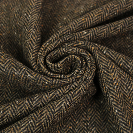 Tissu tweed laine chevron - ton moka chiné - photo 1/5 | So Tissus