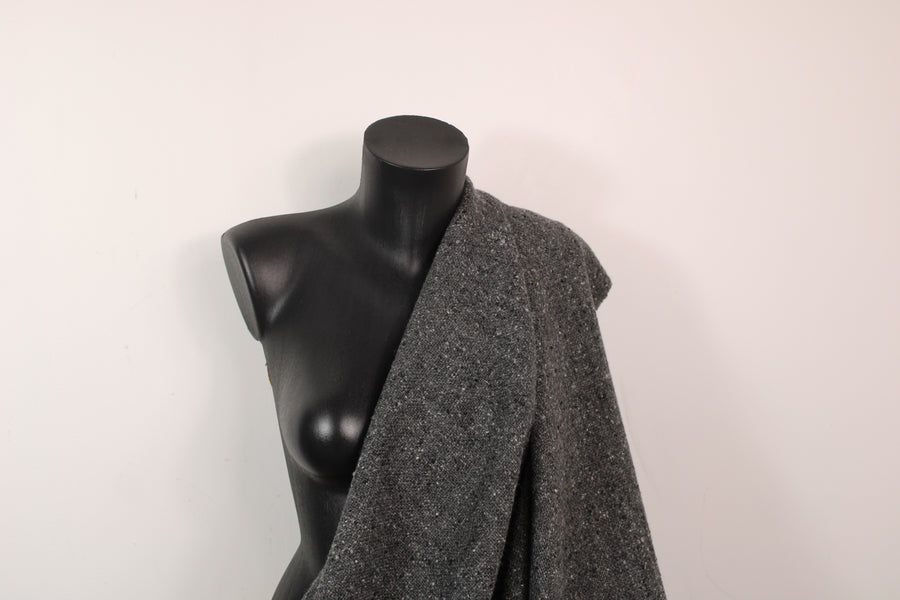 Tissu tweed de laine moucheté - gris chiné