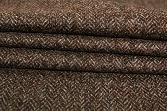 Tissu tweed laine chevron - ton moka
