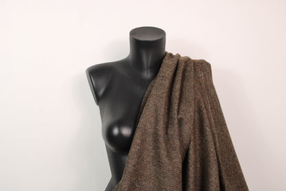 Tissu tweed laine chevron - ton moka